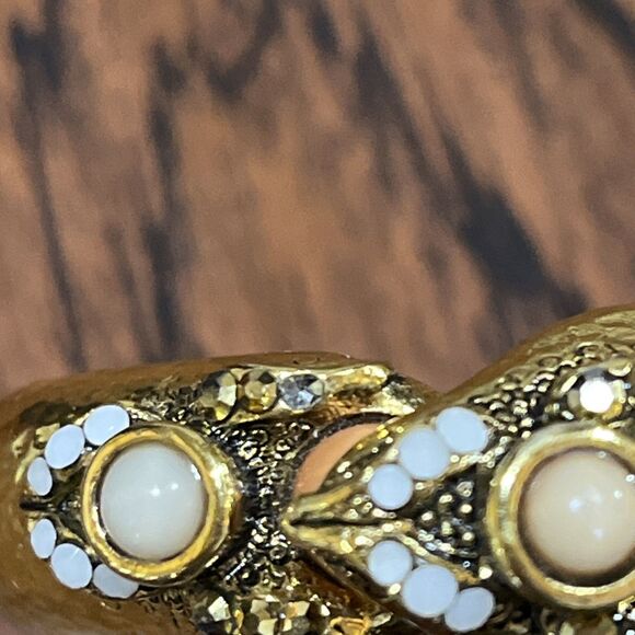 Rare Vintage Barrera Jewel Entrusted Stylized Snake Mouse In Mouth Cuff Bracelet - Picture 8 of 10